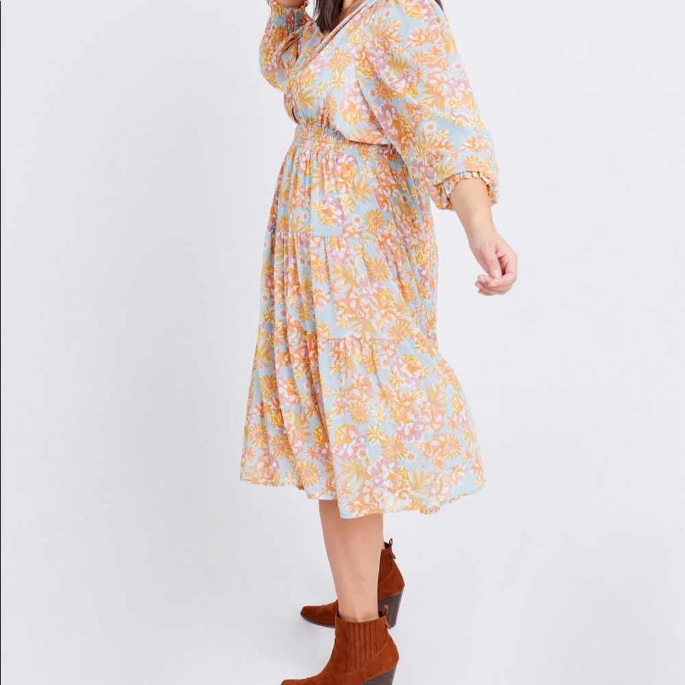 Floral smock waisted dress NWT